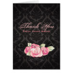 Damask Pink Rose Floral Bridal Shower thank you Card