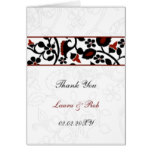 damask red wedding thank you card