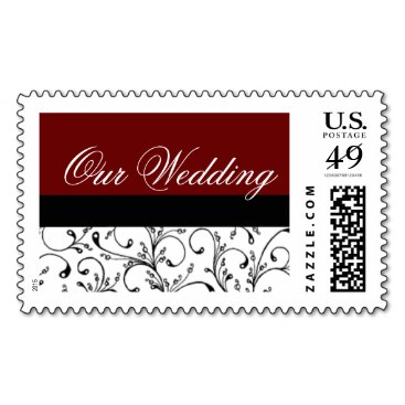 Damask Wedding Stamps Red and Black