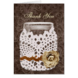 doily wrapped rustic mason jar wedding thank you card