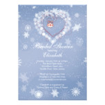 Elegant Blue Snowflake Heart Winter Bridal Shower Card