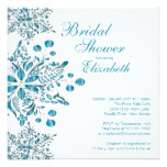 Elegant Blue Snowflakes Winter Bridal Shower Card
