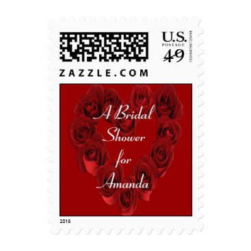 Elegant Bridal Shower Stamps - Heart of Red Roses