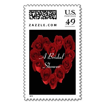 Elegant Bridal Shower Stamps - Heart of Red Roses