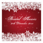 Elegant Bridal Shower Winter Snowflakes Red Card