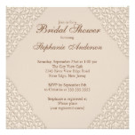 Elegant Brown Damask Bridal Shower Invitation