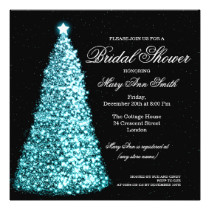 Elegant Christmas Bridal Shower Turquoise Card