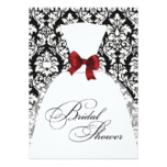 Elegant Damask Bridal Shower Invitation Dress Red