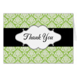 Elegant Green Damask Thank you Card
