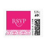 Elegant Hot Pink RSVP Damask Postage Stamp