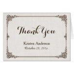 Elegant Ivory Linen Vintage Frame Thank You Card