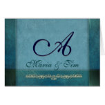 Elegant ocean and sky blue monogram card