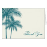Elegant Palm Trees Teal Ecru Thank You Card
