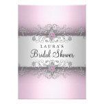Elegant Pink Jewel Snowflake Swirl Bridal Shower Card
