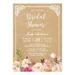Elegant Rustic Floral Frame Kraft | Bridal Shower Card