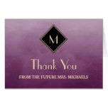 Elegant Simple Purple With Gold Monogram Thank You Card