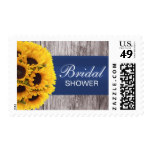 Elegant Sunflowers Blue Ribbon Bridal Shower Stamp
