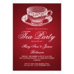 Elegant Tea Party Vintage Tea Cup Red Card
