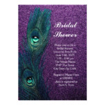 Elegant Teal Blue and Purple Peacock Bridal Shower Card