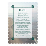 Elegant Teal Monogram Scallop Beach Bridal Shower Card