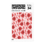 Elegant Unusual Red Roses on Silk Postage Stamp