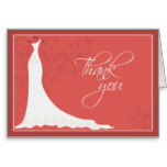 Elegant wedding dress bridal shower thank you card