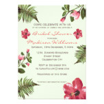 Exotic Hibiscus & Tropical Leaves Bridal Shower Card