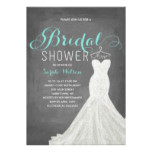 Extravagant Dress Chalkboard Teal | Bridal Shower Card