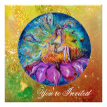 FAIRY IN THE NIGHT pink green blue yellow sparkles Card