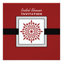 Festive Snowflake Red Bridal Shower Card