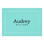 Flat Personalized Note Card | Aqua Blue