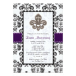 Fleur de Lis Bridal Shower Invitations Plum Black