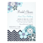 Floral Chevron Bridal Shower Purple Teal Pattern Card