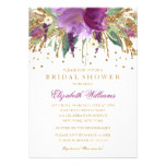 Floral Glitter Sparkling Amethyst Bridal Shower Card