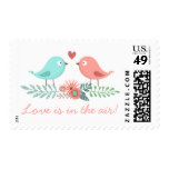 Floral Love Birds Pink & Blue Wedding Postage