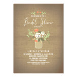 Floral Mason Jar Rustic Burlap Bridal Shower Card