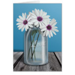 Floral White and Purple Daisy Mason Jar cards