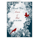 flourish blue, red lovebirds Thank You Card