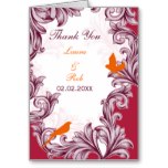flourish pink, orange lovebirds Thank You Card