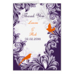 flourish purple, orange lovebirds Thank You Card
