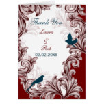 flourish red, blue lovebirds Thank You Card