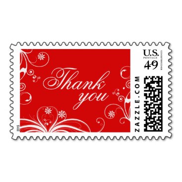 Flourish Red Thank You Postage Stamps