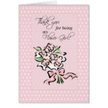 Flower Girl Thank You, Pink Dots and Flowers Card