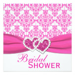 Fuchsia Pink and White Damask Bridal Shower Invite