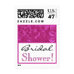 Fuschia Pink Vintage Floral Ribbon Bridal Shower Postage