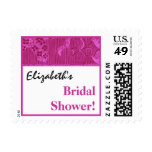 Fuschia Pink Vintage Floral Ribbon Bridal Shower Postage
