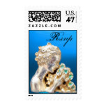 GIRL WITH FLOWERS, Rsvp , Blue Postage