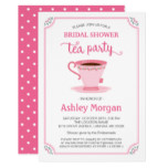 Girly Chic Pink Floral Bridal Shower Tea Party Card