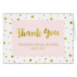 Gold Confetti Blush Pink Bridal Shower Thank You Card