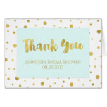 Gold Confetti Light Blue Bridal Shower Thank You Card
